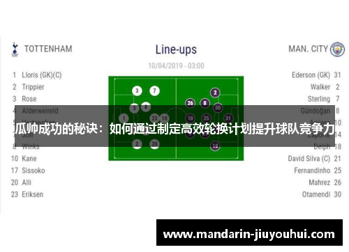 瓜帅成功的秘诀：如何通过制定高效轮换计划提升球队竞争力